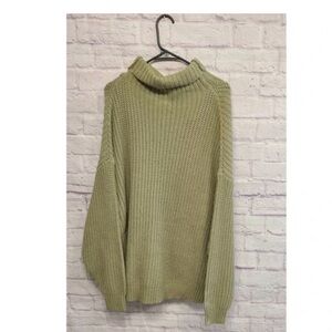 NWT Free People Swim Too Deep oversized Turtleneck Sweater Olive Green